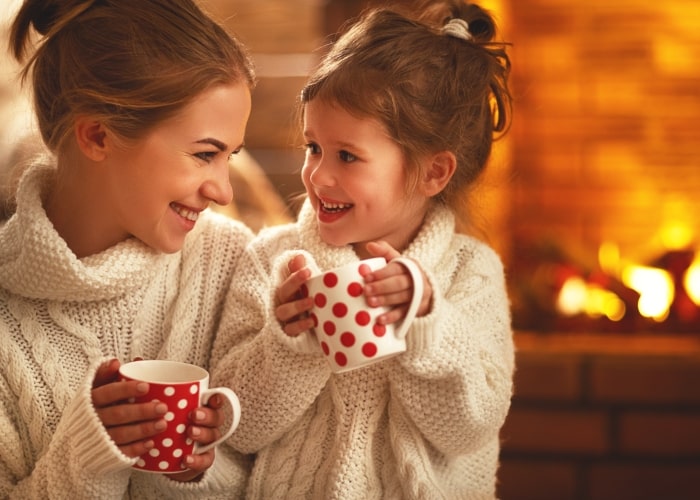 Family feeling happy and comfortable at home