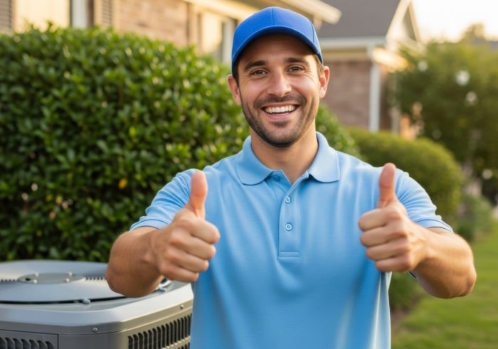 Happy HVAC employee